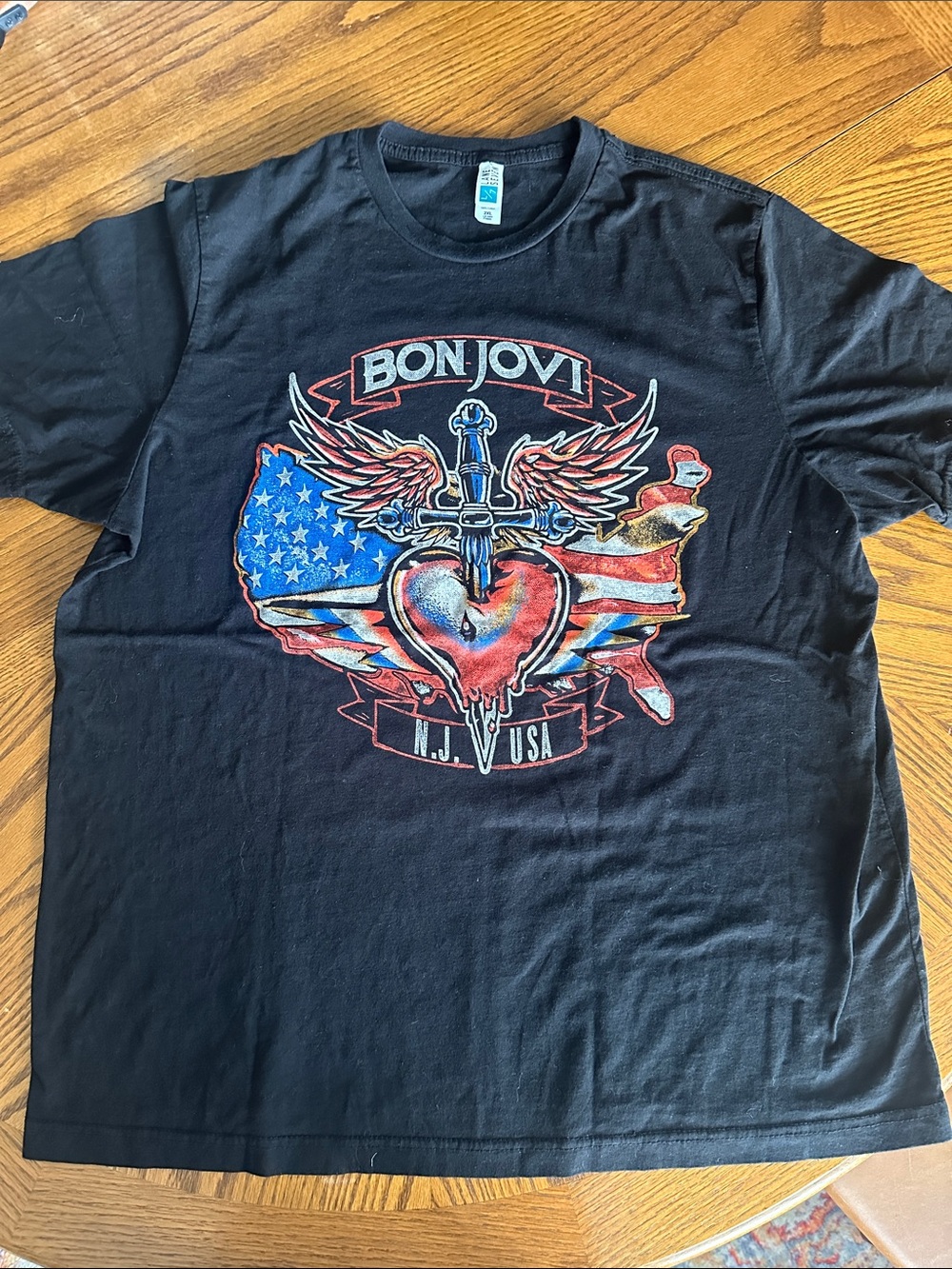 Bon Jovi Concert Tour T-Shirt Black Double-Sided Rock Band Tee Size 2XL